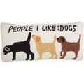 Mud Pie People I Like: Dogs Hook Wool Pillow, Tan