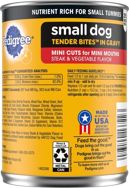 Pedigree Tender Bites in Gravy, Steak & Vegetable Flavor Adult Canned Wet Dog Food