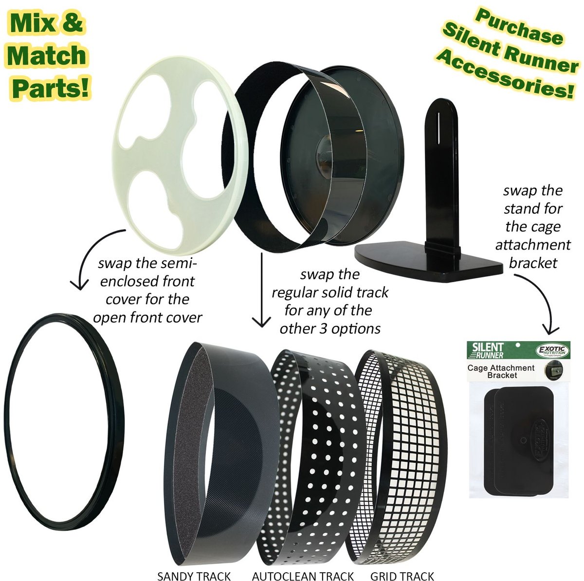 EXOTIC NUTRITION Silent Runner Small Animal Exercise Wheel, Glow