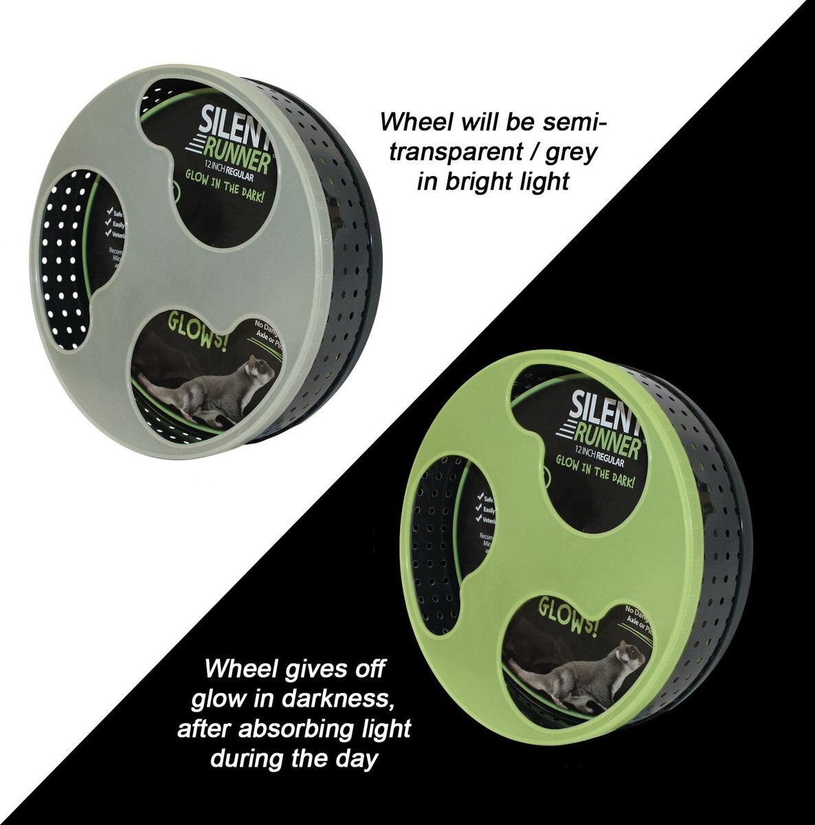 EXOTIC NUTRITION Silent Runner Small Animal Exercise Wheel, Glow