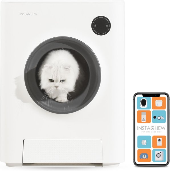 INSTACHEW PURRCLEAN Smart WiFi Enabled Covered Automatic Self-Cleaning Cat Litter Box, White slide 1 of 10