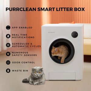 INSTACHEW PURRCLEAN Smart WiFi Enabled Covered Automatic Self-Cleaning Cat Litter Box, White
