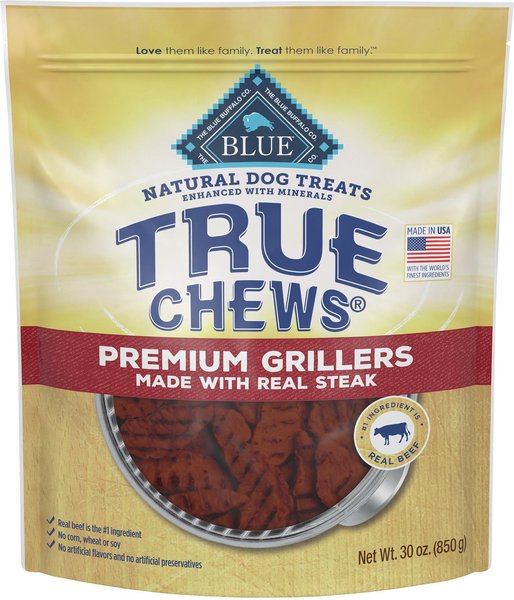 Blue Buffalo True Chews Premium Grillers with Real Steak Grain-Free Dog Treats, 30-oz bag slide 1 of 9