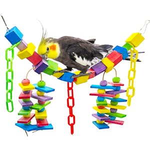 Sungrow Large Hammock Swing with Parrot & Macaws Bridge Blocks Bird Toy