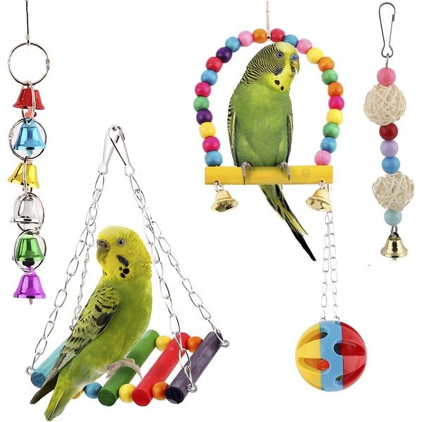 Parrot Climbing Ladder Wooden Swing Bridge Bird Cage Hanging Toy Conures 