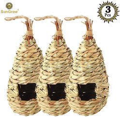 SunGrow Woven Nest, Food Feeder, Cage Accessory, Outdoor Hanging Finch & Hummingbird Bird House, 3 count slide 2 of 6