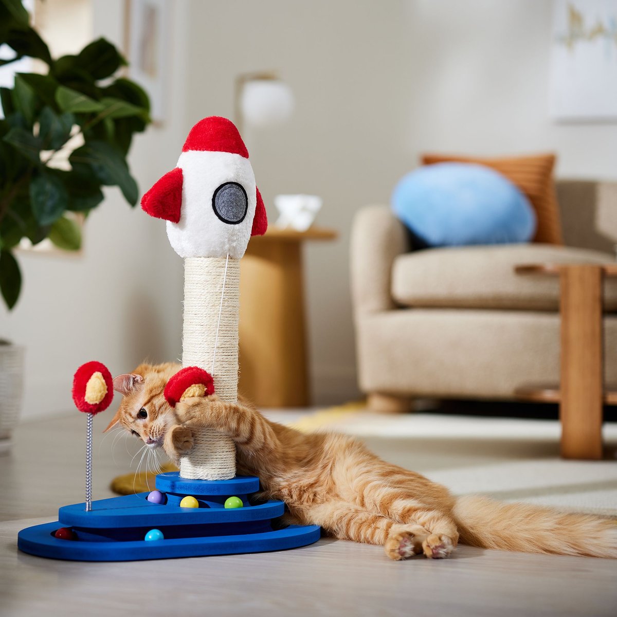 FRISCO Rocket Ship 23" Sisal Cat Scratching Post with Play Base
