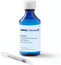 Prazosin HCl Compounded Beef Flavored Oral Liquid for Dogs & Cats, 0.5-mg/mL, 30 mL
