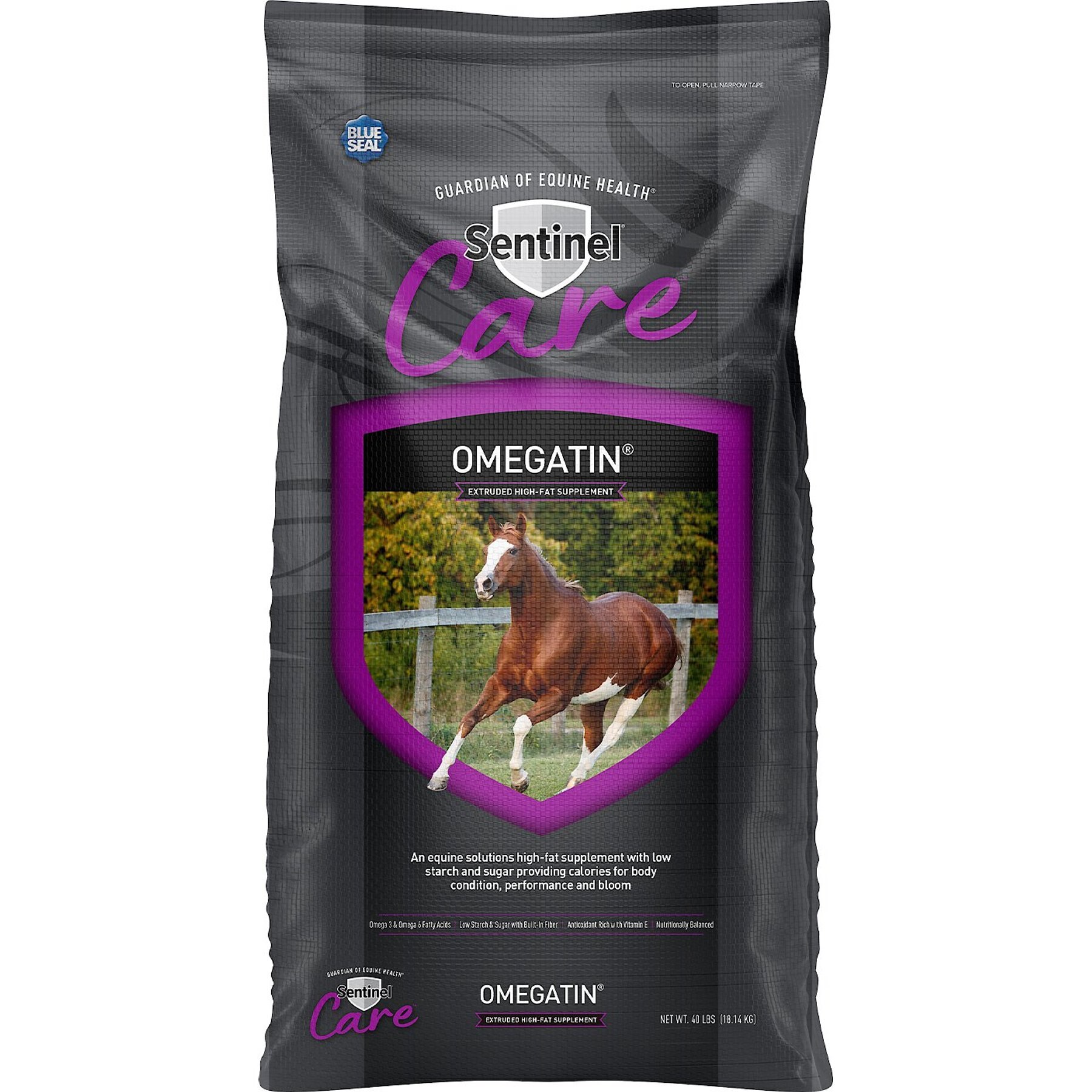 KENT / BLUE SEAL Sentinel Care Omegatin Horse Food, 40lb bag