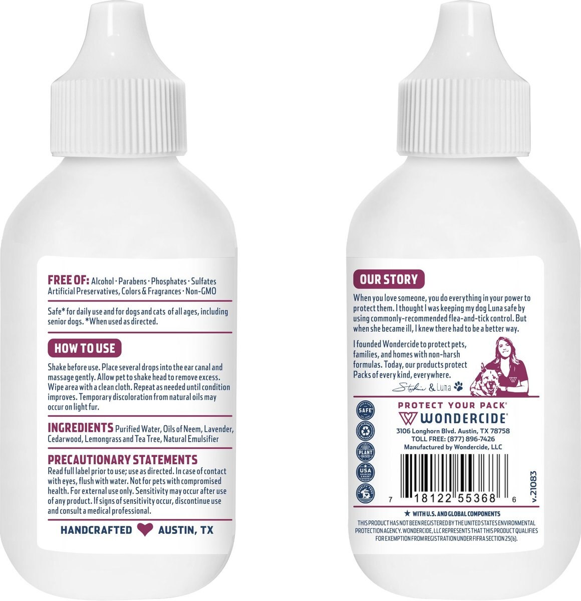 WONDERCIDE Dog & Cat Ear Treatment, 2oz bottle