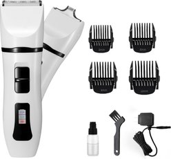 PATPET P920 Low Noise Cordless Paws, Eyes, Ears & Face Grooming Trimmer Dog & Cat Clipper with Double Blades, White