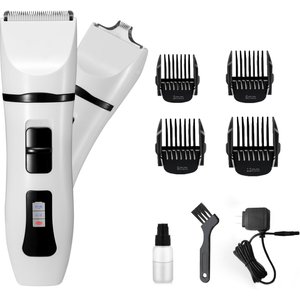 Casfuy Low Noise Cordless Paws, Eyes, Ears, & Face Grooming Trimmer Dog & Cat Clipper with Double Blades, White