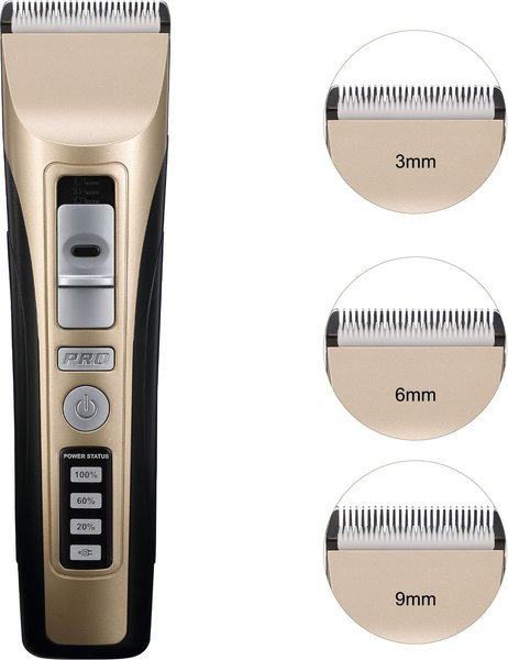 PATPET P930 Rechargeable Five-Level Speed Regulation Seat Pet Hair Grooming Clippers, Gold