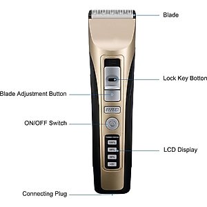 PATPET P930 Rechargeable Five-Level Speed Regulation Seat Pet Hair Grooming Clippers, Gold