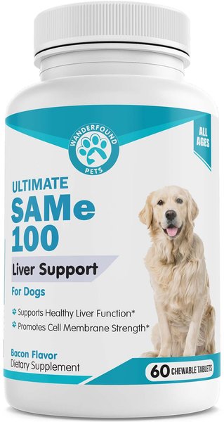 Wanderfound Pets SAMeLQ 100 Liver Support Bacon Flavor Dog Supplement, 60 count slide 1 of 6