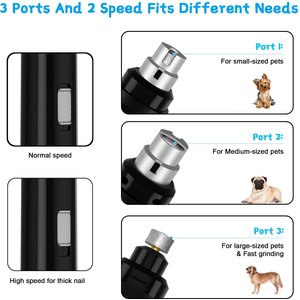 Casfuy Dog & Cat Nail Care Rechargeable Grinder, Black