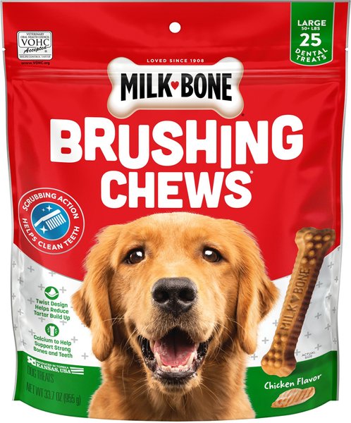 Milk-Bone Brushing Chews Daily Large Dental Dog Treats, 33.7-oz pouch slide 1 of 10
