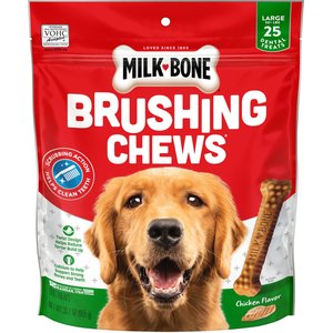 Milk-Bone Brushing Chews Daily Large Dental Dog Treats, 33.7-oz pouch