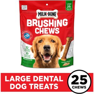 Milk-Bone Original Brushing Chews Daily Dental Dog Treats, Large, 25 count