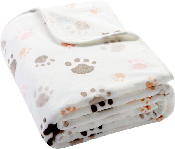 Allisandro Microplush Fleece Polyester Dog & Cat Blanket, White, Large slide 1 of 7