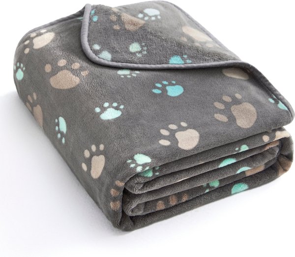 Allisandro Microplush Fleece Polyester Dog & Cat Blanket, Grey Paw, Large slide 1 of 8