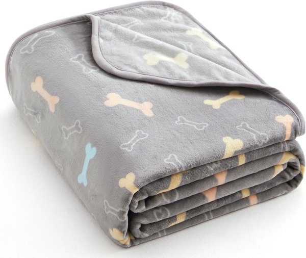Allisandro Microplush Fleece Polyester Dog & Cat Blanket, Grey Bone, Large slide 1 of 8