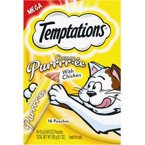 Temptations Creamy Puree with Chicken Lickable Cat Treats, 12-gram pouch, 16 count