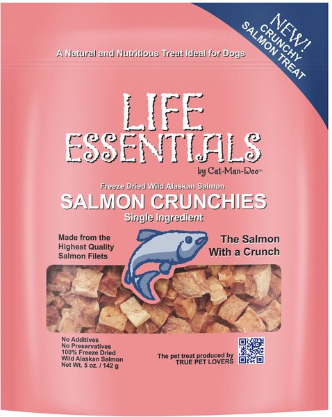 Cat-Man-Doo Life Essentials Wild Alaskan Salmon Crunchies Freeze-Dried Dog & Cat Treats, 5-oz bag slide 1 of 5