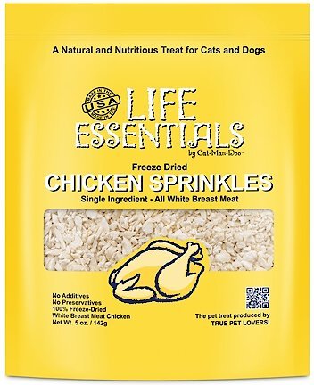 Cat-Man-Doo Life Essentials Freeze Dried Chicken Sprinkles Dog & Cat Treats, 5-oz bag slide 1 of 5