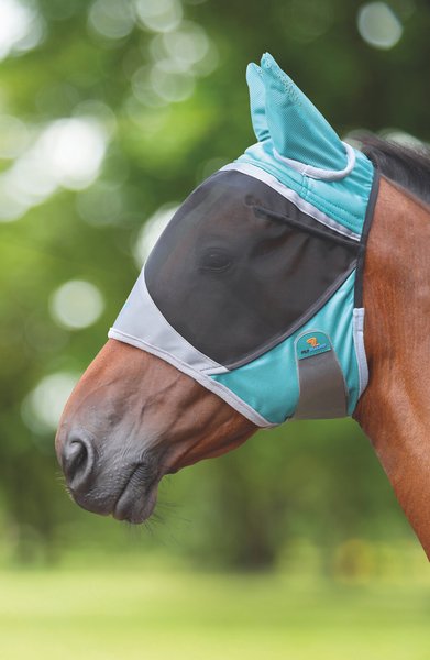 Shires Equestrian Products Deluxe Horse Fly Mask w/ Ears, Green, Full slide 1 of 3