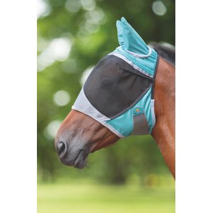 Shires Equestrian Products Deluxe Horse Fly Mask w/ Ears, Green, Full