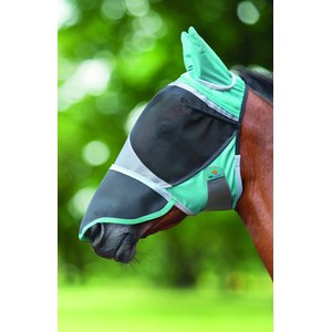 Shires Equestrian Products De-Luxe Horse Fly Mask w/ Ears & Nose, Green, Pony