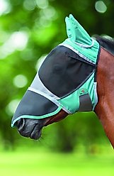 Shires Equestrian Products De-Luxe Horse Fly Mask with Ears & Nose, Green, Cob