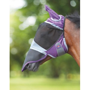 Shires Equestrian Products De-Luxe Horse Fly Mask w/ Ears & Nose, Purple, Small Pony