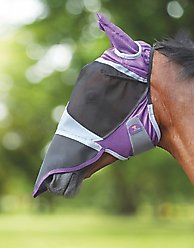 Shires Equestrian Products De-Luxe Horse Fly Mask with Ears & Nose, Purple, Full