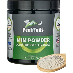 PeakTails MSM Unflavored Powder Supplement for Dogs, 1-lb tub