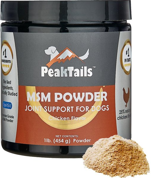 PeakTails MSM Chicken Flavored Powder Supplement for Dogs, 1-lb tub slide 1 of 5