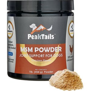 PeakTails MSM Chicken Flavored Powder Supplement for Dogs, 1-lb tub