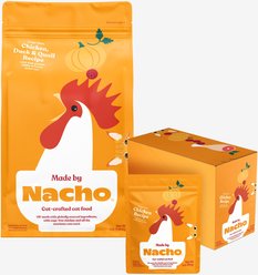 Made by Nacho Cage Free Chicken, Duck & Quail Recipe with Freeze-Dried Chicken Liver Dry Cat Food + Cage Free Chicken Recipe Cuts In Gravy with Bone Broth Wet Food