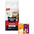 Made by Nacho Minced Recipes with Bone Broth Variety Pack Wet Cat Food + World's Best Multi-Cat Unscented Clumping Corn Litter, 28-lb bag