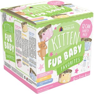 Weruva Kitten Fur Baby Favorites Chicken Flavored Shredded Wet Cat Food Variety Pack, 3-oz can, case of 12