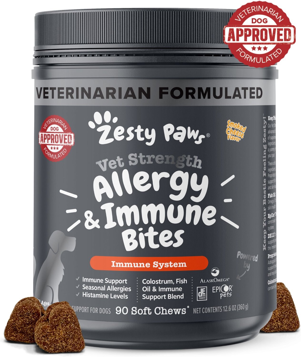 Zesty Paws, Aller-Immune Bites for Dogs, All Ages, Peanut Butter Flavour,  90 Soft Chews