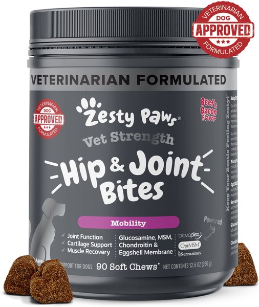 ZESTY PAWS Vet Strength Hip & Joint Soft Chews Glucosamine Mobility ...