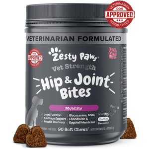 Zesty Paws Vet Strength Mobility Soft Chews Glucosamine Hip & Joint Supplement for Dogs, 90 count