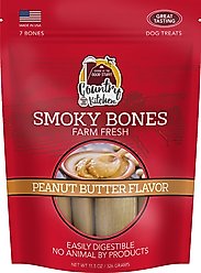 Country Kitchen Smoky Bones Peanut Butter Flavored Hard Chew Dog Treats, 7 count