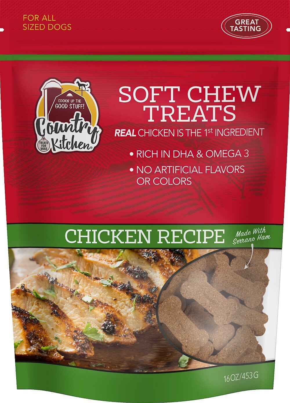 COUNTRY KITCHEN Chicken Flavored Soft Chew Dog Treats, 16oz bag