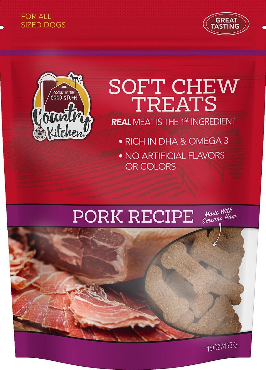 Country Kitchen Pork Flavored Soft Chew Dog Treats, 16-oz bag