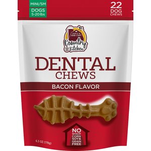 Country Kitchen Bacon Flavored Dental Chew Dog Treats, 6.4-oz bag, Mini