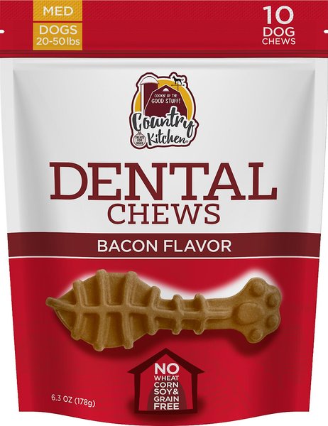 Country Kitchen Bacon Flavored Dental Chew Dog Treats, 6.4-oz bag, Medium slide 1 of 2