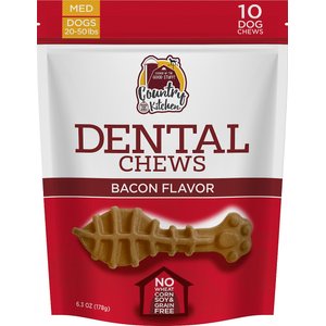 Country Kitchen Bacon Flavored Dental Chew Dog Treats, 6.4-oz bag, Medium